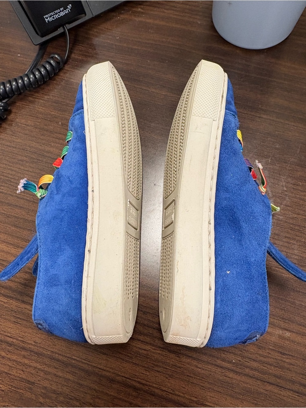 Minna Parikka Blue Suede Slip-On Bunny Sneakers with Rainbow Laces - Picture 9 of 11